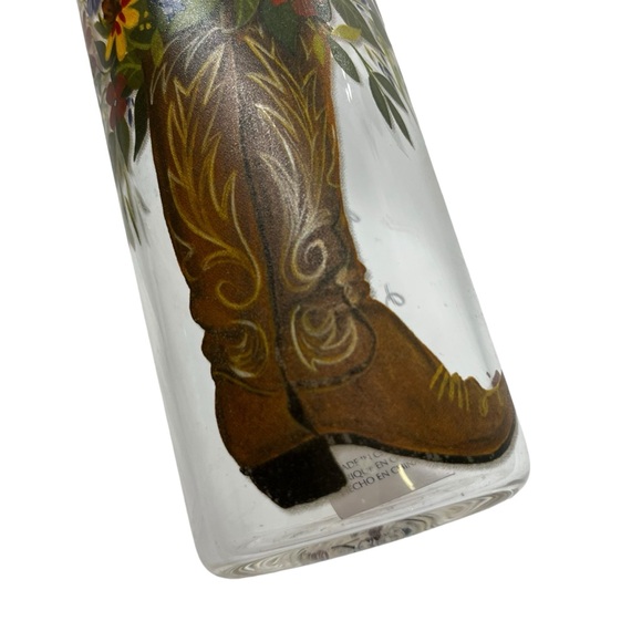 Cypress Refresh Home Western Floral Cowgirl Boot Glass Water Bottle 9" - Picture 8 of 9
